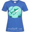 Женская футболка Бирюзовые акулы Ярко-синий фото