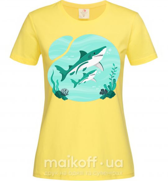 Женская футболка Бирюзовые акулы Лимонный фото