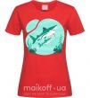 Женская футболка Бирюзовые акулы Красный фото
