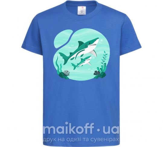 Дитяча футболка Бирюзовые акулы Яскраво-синій фото