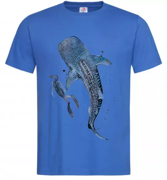 Мужская футболка Swimming shark Ярко-синий фото