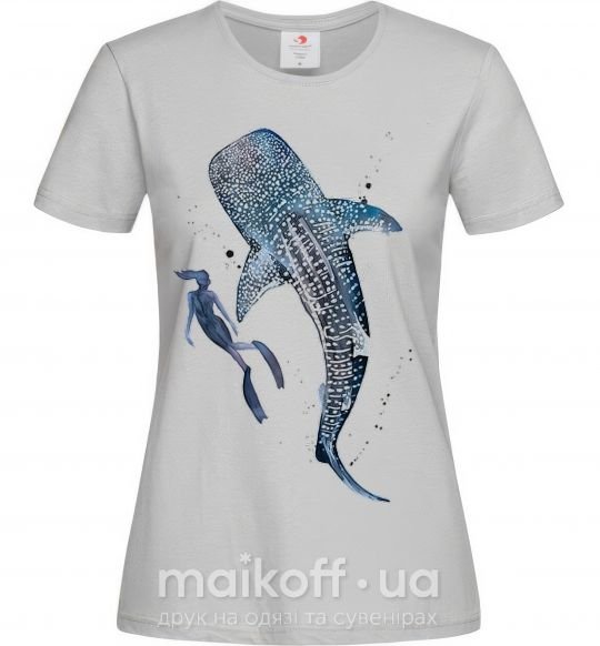 Жіноча футболка Swimming shark Сірий фото