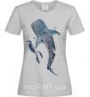 Женская футболка Swimming shark Серый фото