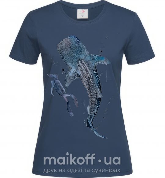 Женская футболка Swimming shark Темно-синий фото