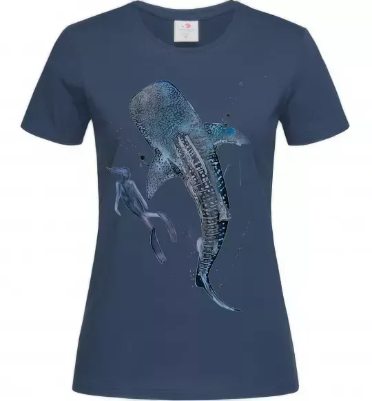 Женская футболка Swimming shark Темно-синий фото