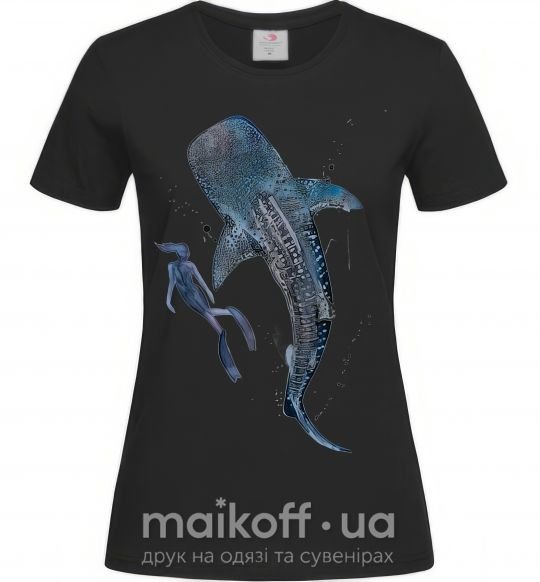 Жіноча футболка Swimming shark Чорний фото