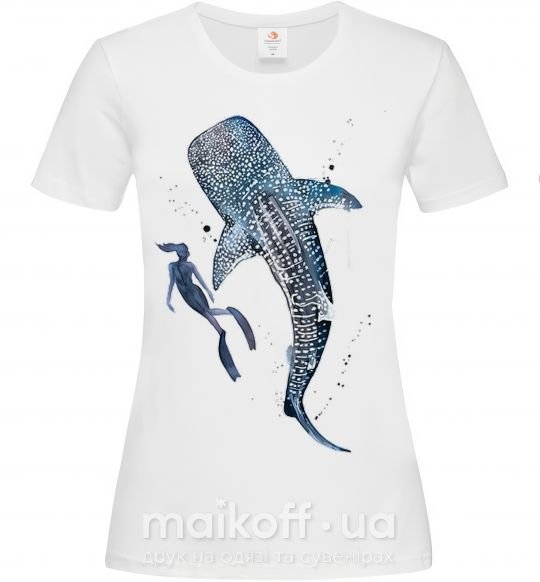 Женская футболка Swimming shark Белый фото