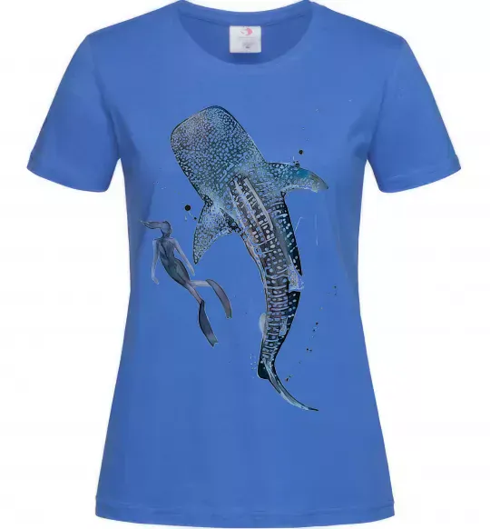Женская футболка Swimming shark Ярко-синий фото