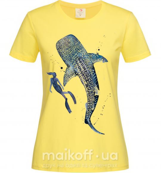 Женская футболка Swimming shark Лимонный фото