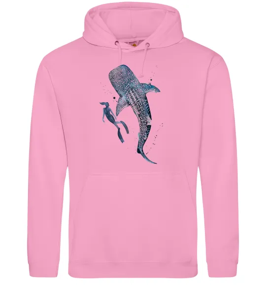 Мужская толстовка (худи) Swimming shark Розовый фото
