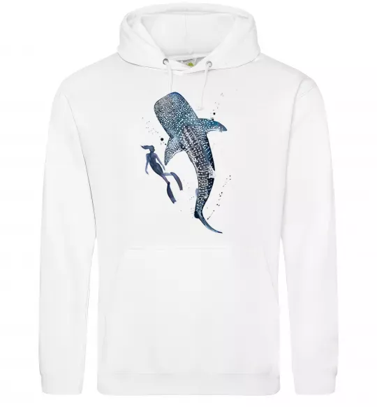 Чоловіча толстовка (худі) Swimming shark Білий фото
