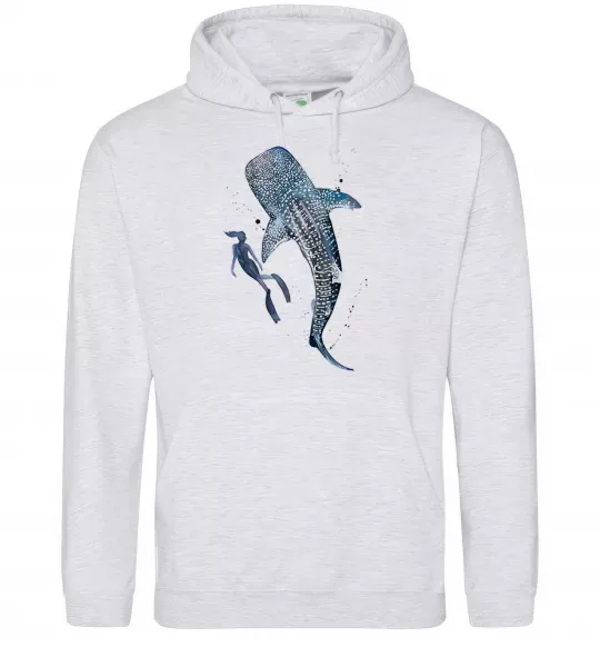 Чоловіча толстовка (худі) Swimming shark Сірий меланж фото