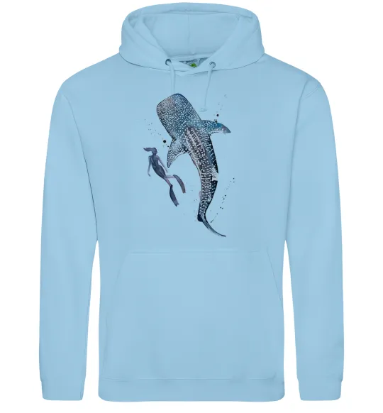 Мужская толстовка (худи) Swimming shark Голубой фото