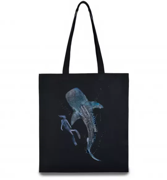 Еко-сумка Swimming shark Чорний фото