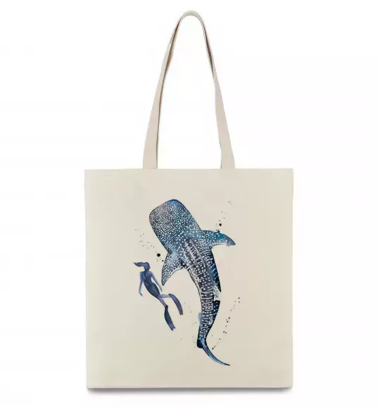 Еко-сумка Swimming shark Бежевий фото