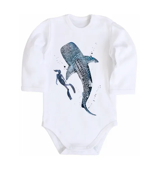 Детский боди Swimming shark Белый фото