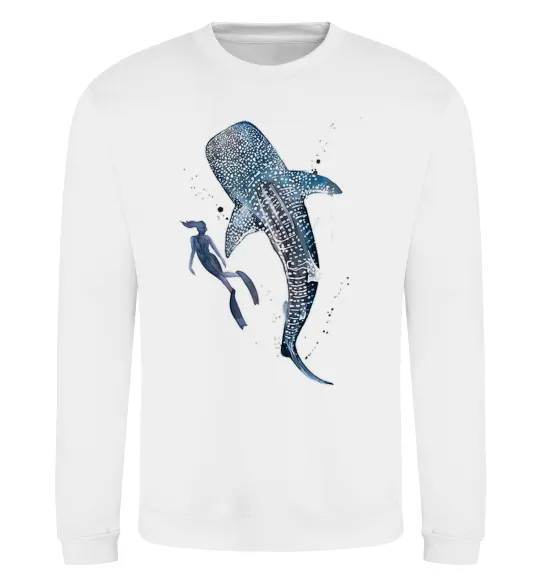 Свитшот Swimming shark Белый фото