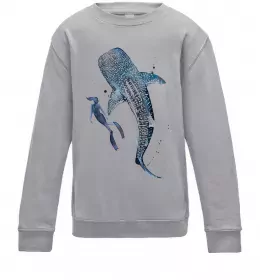 Детский Свитшот Акула з мультика Серый меланж фото