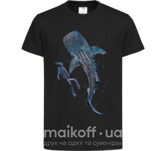 Детская футболка Swimming shark Черный фото