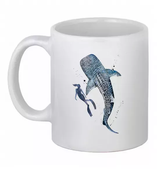 Чашка керамічна Swimming shark Білий фото
