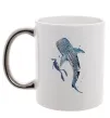 Чашка з кольоровою ручкою Swimming shark Срібло фото