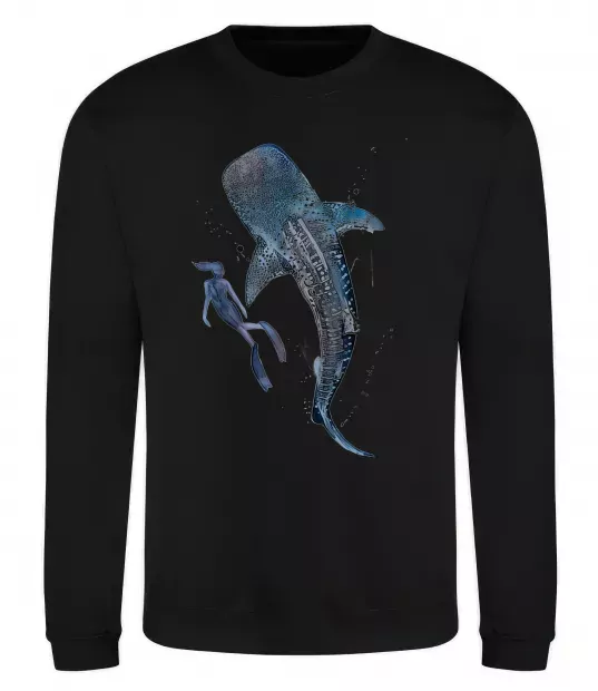 Свитшот Swimming shark Черный фото