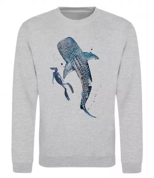 Свитшот Swimming shark Серый меланж фото