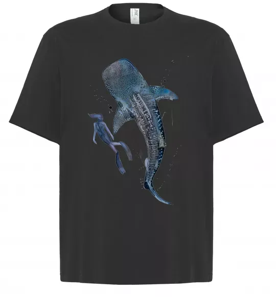 Футболка Оверсайз Swimming shark Чорний фото