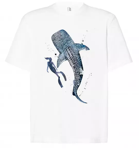 Футболка Оверсайз Swimming shark Білий фото