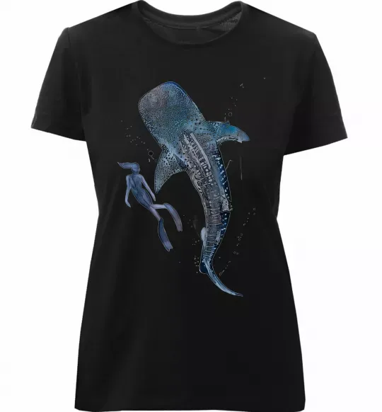 Жіноча преміум футболка Swimming shark Чорний фото