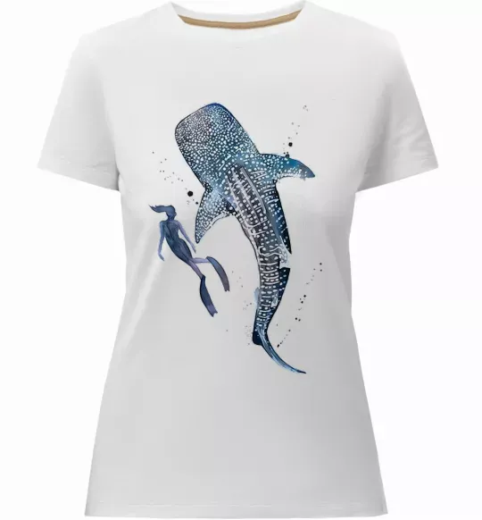 Жіноча преміум футболка Swimming shark Білий фото