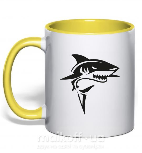 Чашка з кольоровою ручкою Black shark Сонячно жовтий фото