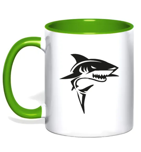 Чашка з кольоровою ручкою Black shark Лаймовий фото