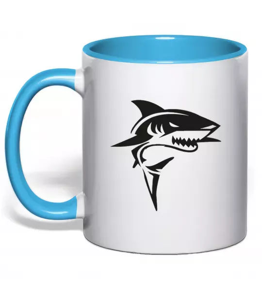 Чашка с цветной ручкой Black shark Голубой фото