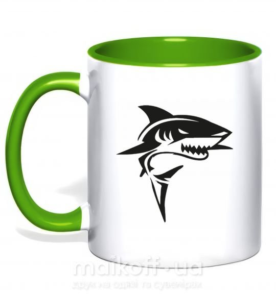 Чашка з кольоровою ручкою Black shark Зелений фото