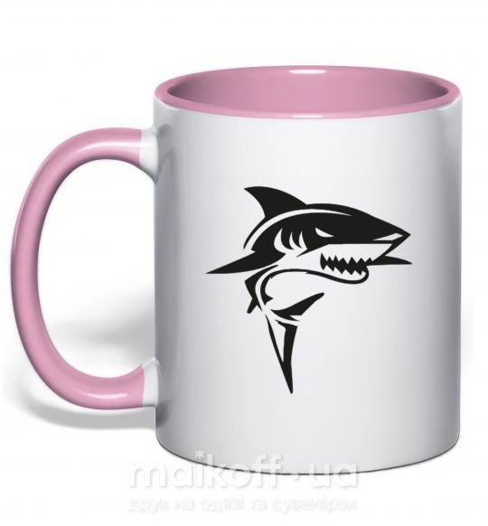 Чашка з кольоровою ручкою Black shark Ніжно рожевий фото