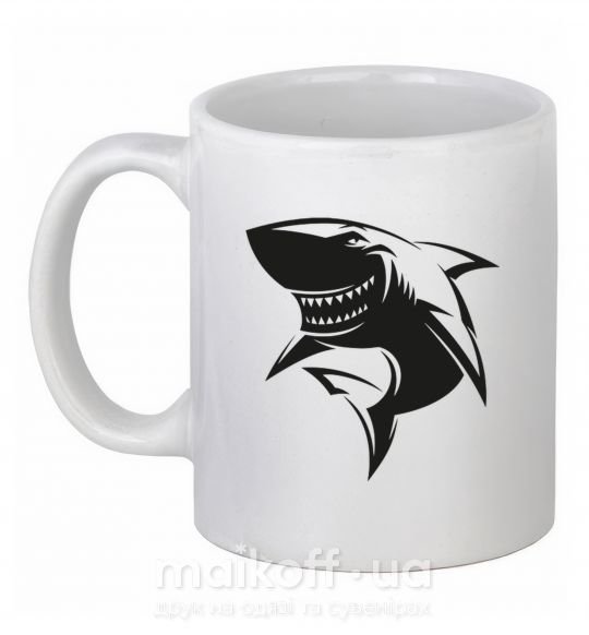 Чашка керамічна Smiling shark Білий фото