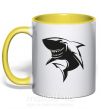 Чашка з кольоровою ручкою Smiling shark Сонячно жовтий фото
