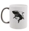 Чашка з кольоровою ручкою Smiling shark Срібло фото