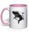 Чашка с цветной ручкой Smiling shark Нежно розовый фото