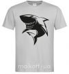 Мужская футболка Smiling shark Серый фото