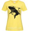 Женская футболка Smiling shark Лимонный фото