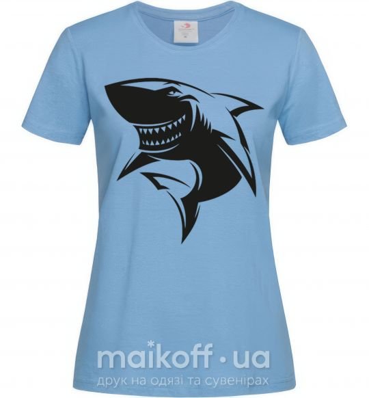 Женская футболка Smiling shark Голубой фото