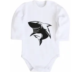 Дитячий бодік Smiling shark Білий фото