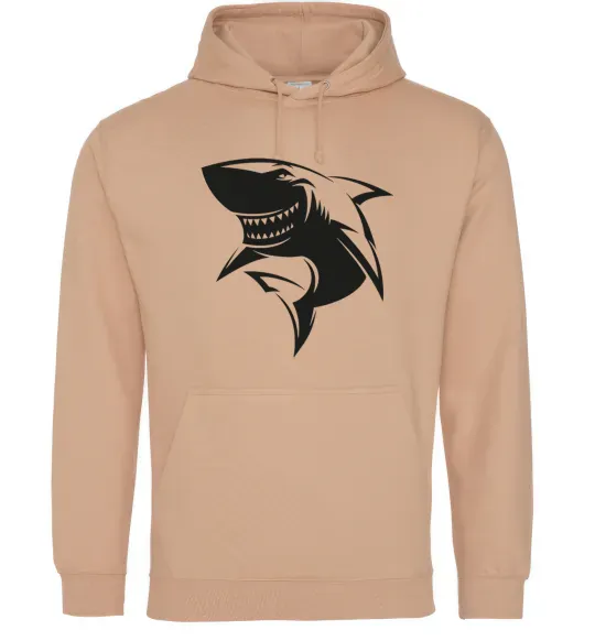 Мужская толстовка (худи) Smiling shark Песочный фото