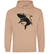 Мужская толстовка (худи) Smiling shark Песочный фото