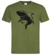 Мужская футболка Smiling shark Оливковый фото