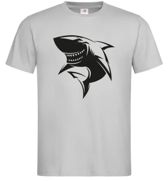 Мужская футболка Smiling shark Серый фото