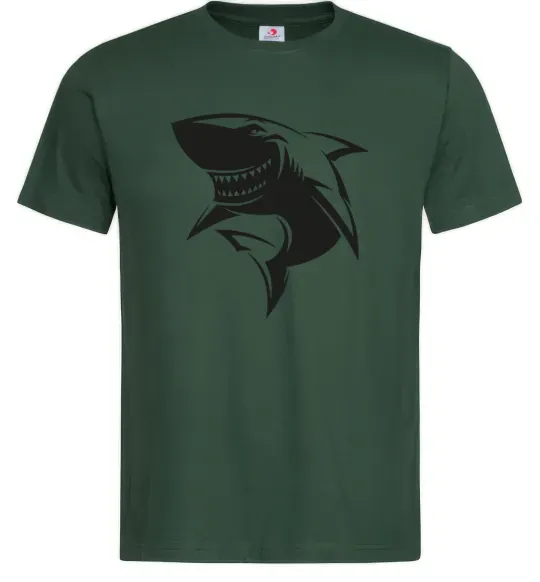 Мужская футболка Smiling shark Темно-зеленый фото
