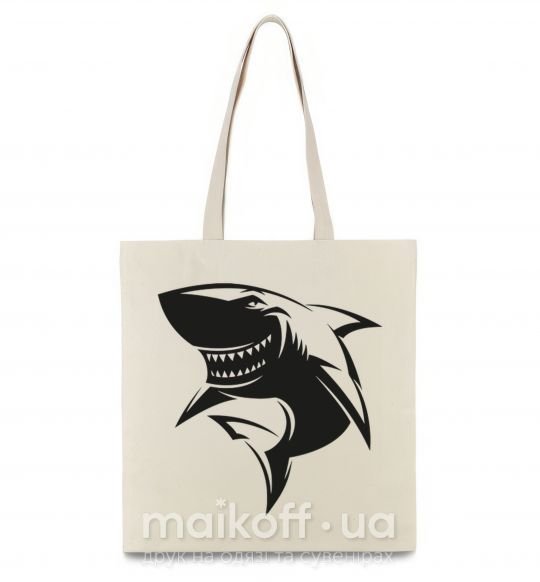 Эко-сумка Smiling shark Бежевый фото